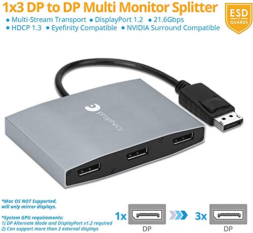 gofanco Prophecy Adaptateur DisplayPort 1x3 DisplayPort 1.2 – Image 2