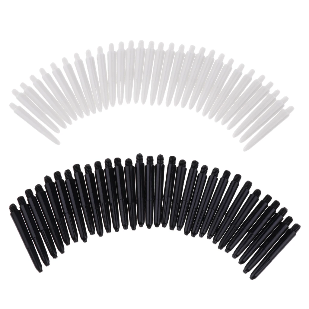 60 Pieces 35mm 2BA Thread Plastic Dart Stems Shafts Soft Tip Darts White & Black