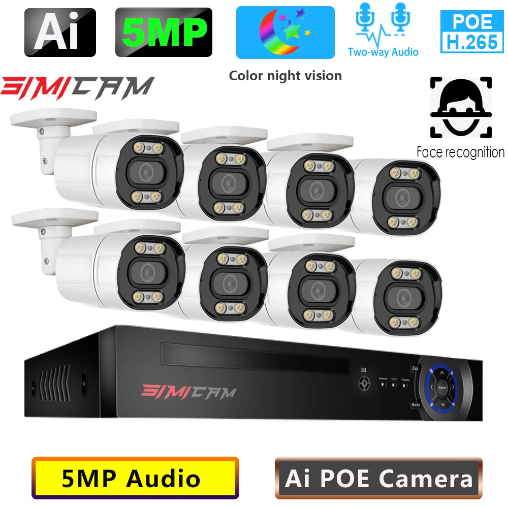 Kit caméra vidéosurveillance avec audio bidirectionnel, AI, IP, P2P, extérieur, POE, NVR, 2K HD, 5MP. – Test et Avis