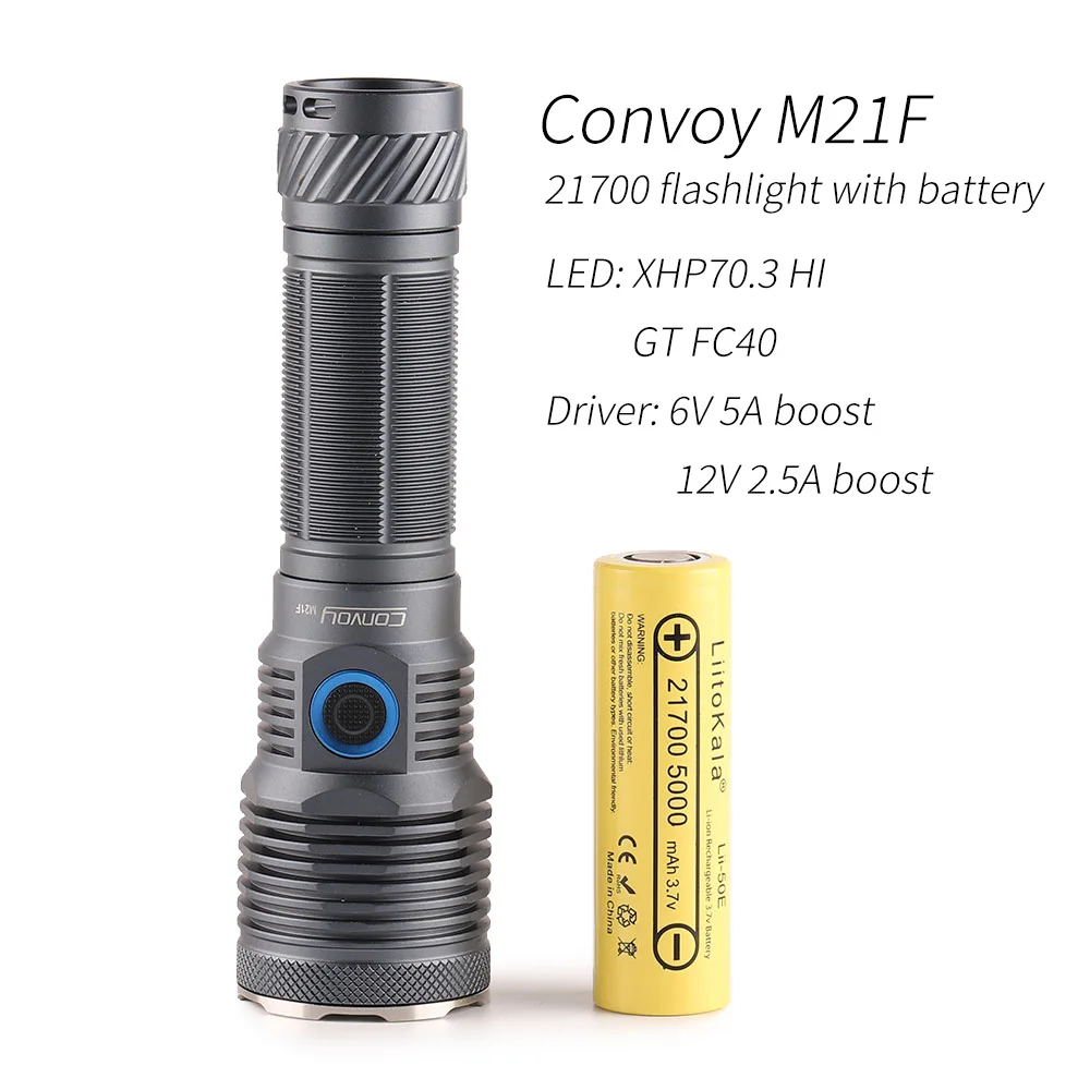 Lampe de poche Convoy avec batterie 21700. – Test et Avis