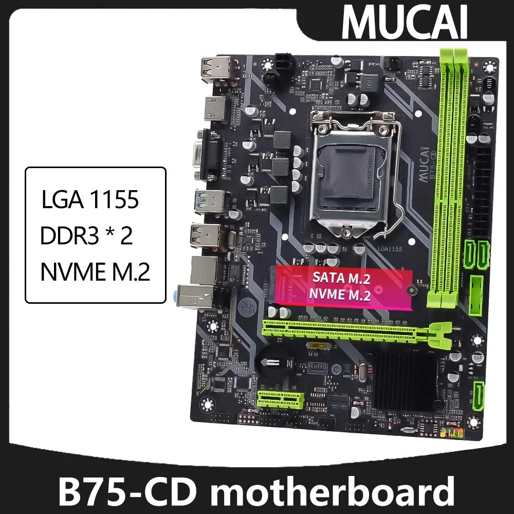 « MUCAI-Carte mère B75, LGA 1155, processeurs Intel, M.2 NVcloser SATA SDD » – Test et Avis