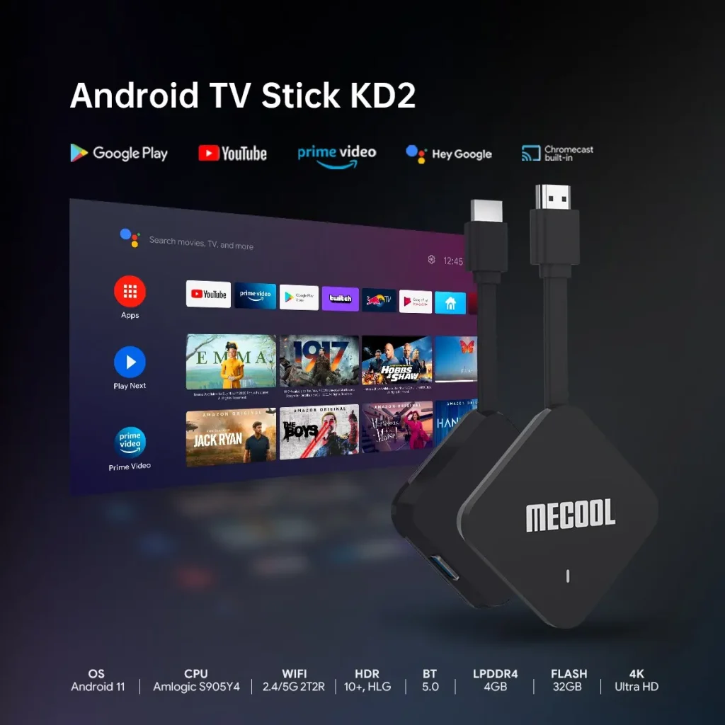 « Mecool-Kwiches Google, lecteur multimédia 4G, Android 11 TV Box » – Test et Avis