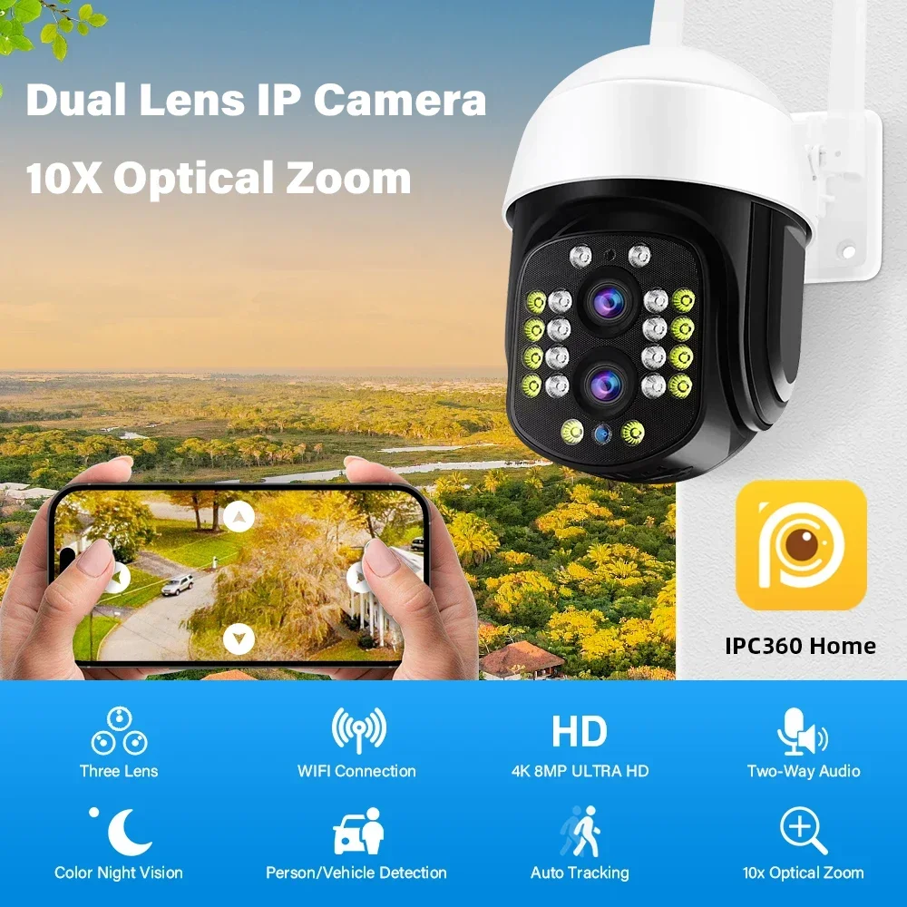 Caméra de Surveillance Extérieure PTZ IP WiFi 4MP
