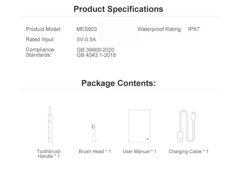 XIAOMI-Brosse à dents électrique sonique Mi