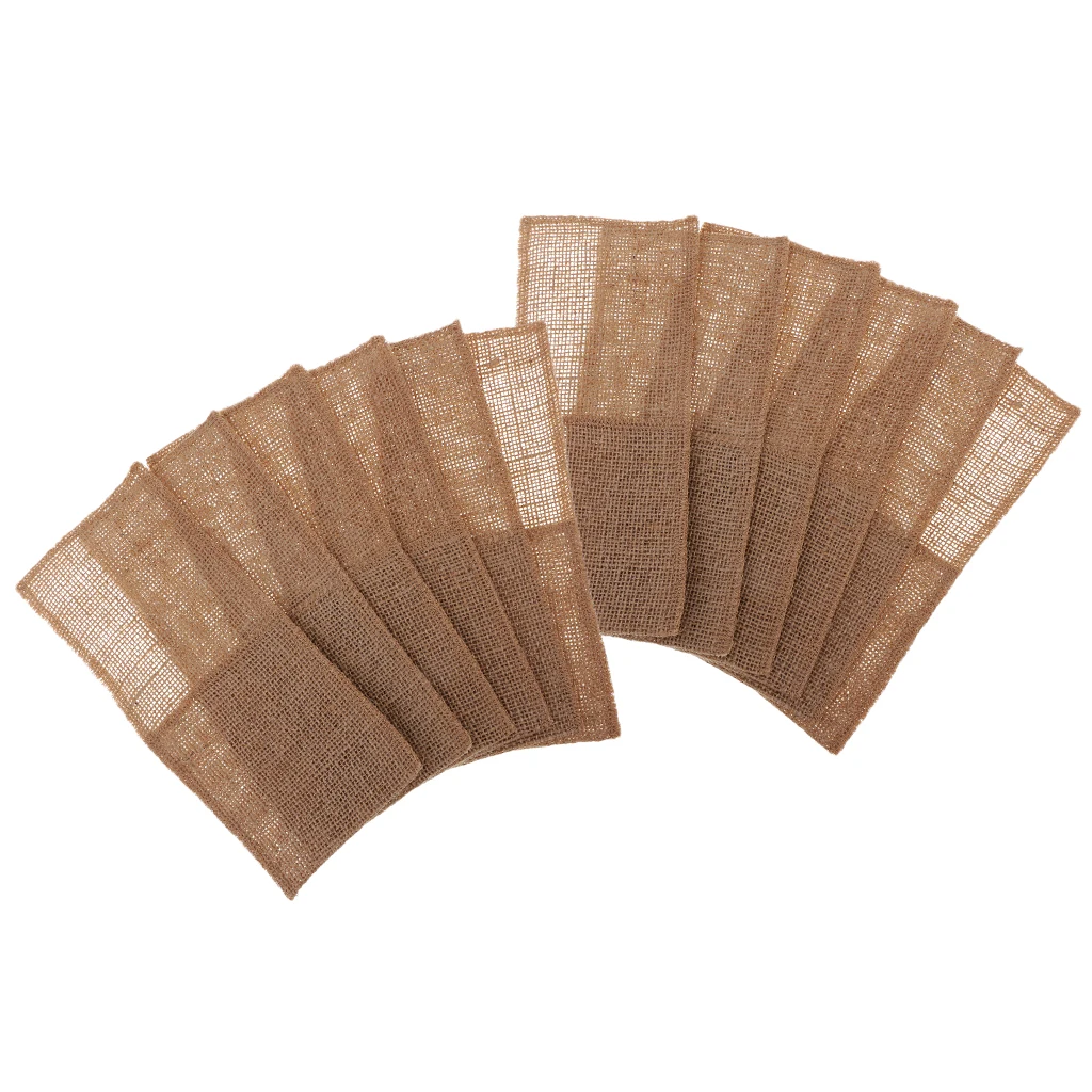 12 Pieces Burlap Knifes Forks Holders Cutlery Pouch Bag Party Gift Favor
