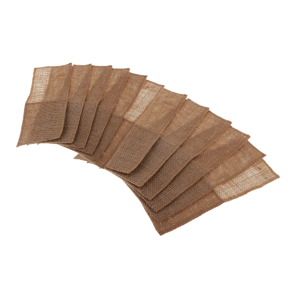 12 Pieces Burlap Knifes Forks Holders Cutlery Pouch Bag Party Gift Favor