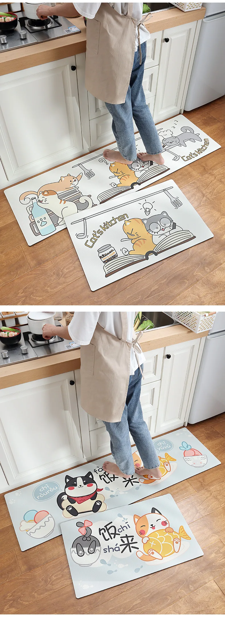 Tapis de cuisine en cuir PVC résistant à l'huile