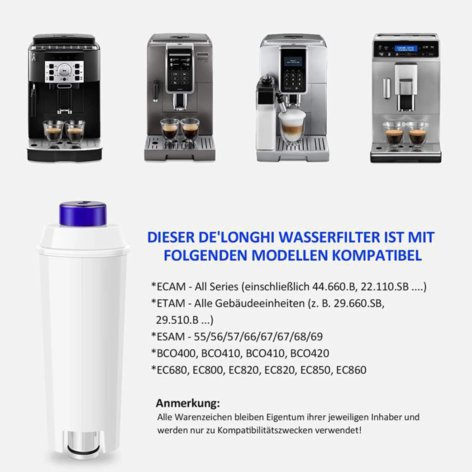 Filtre à eau au charbon actif pour machine à café Delonghi