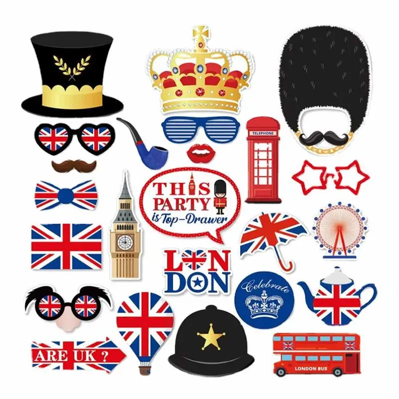 « Accessoires Photomaton Londres, Royaume-Uni, Fête Union Jack, Couronnement Charles III, 25 pièces » – Test et Avis