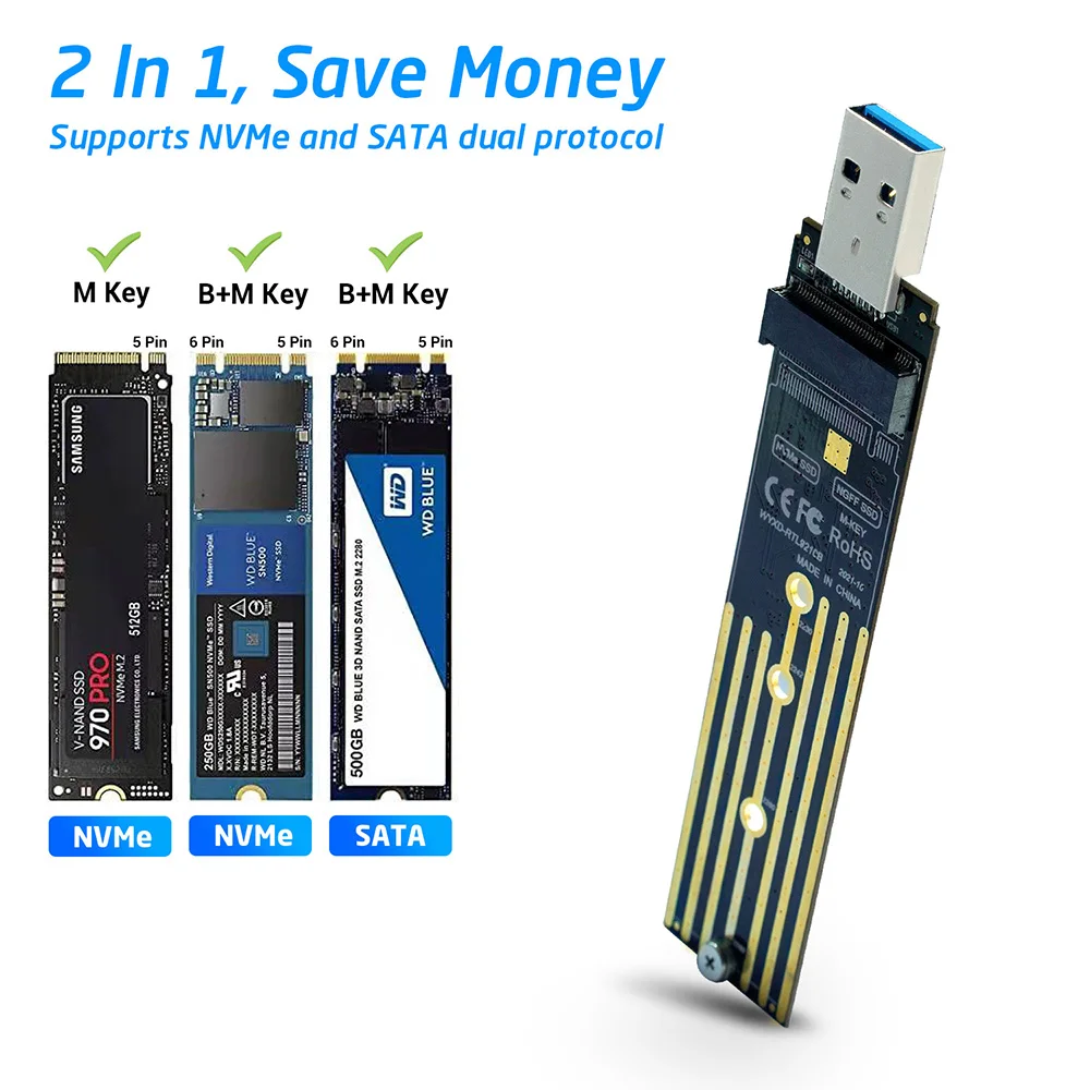 « Adaptateur M.2 vers USB pour cartes SSD NVcloser/SATA M2 RTL9210B » – Test et Avis