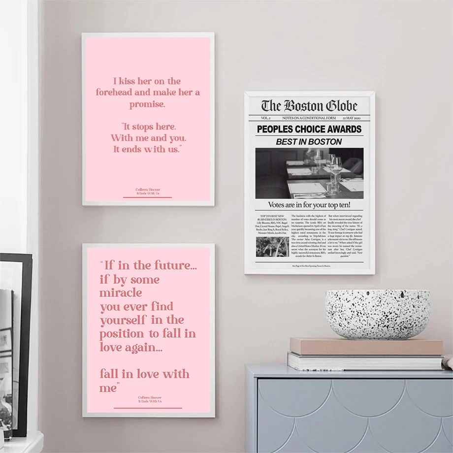 Affiche de Journal de Nomination avec Bavoirs Imprimés: Colleen Hoover Art Mural Toile Décor – Test et Avis
