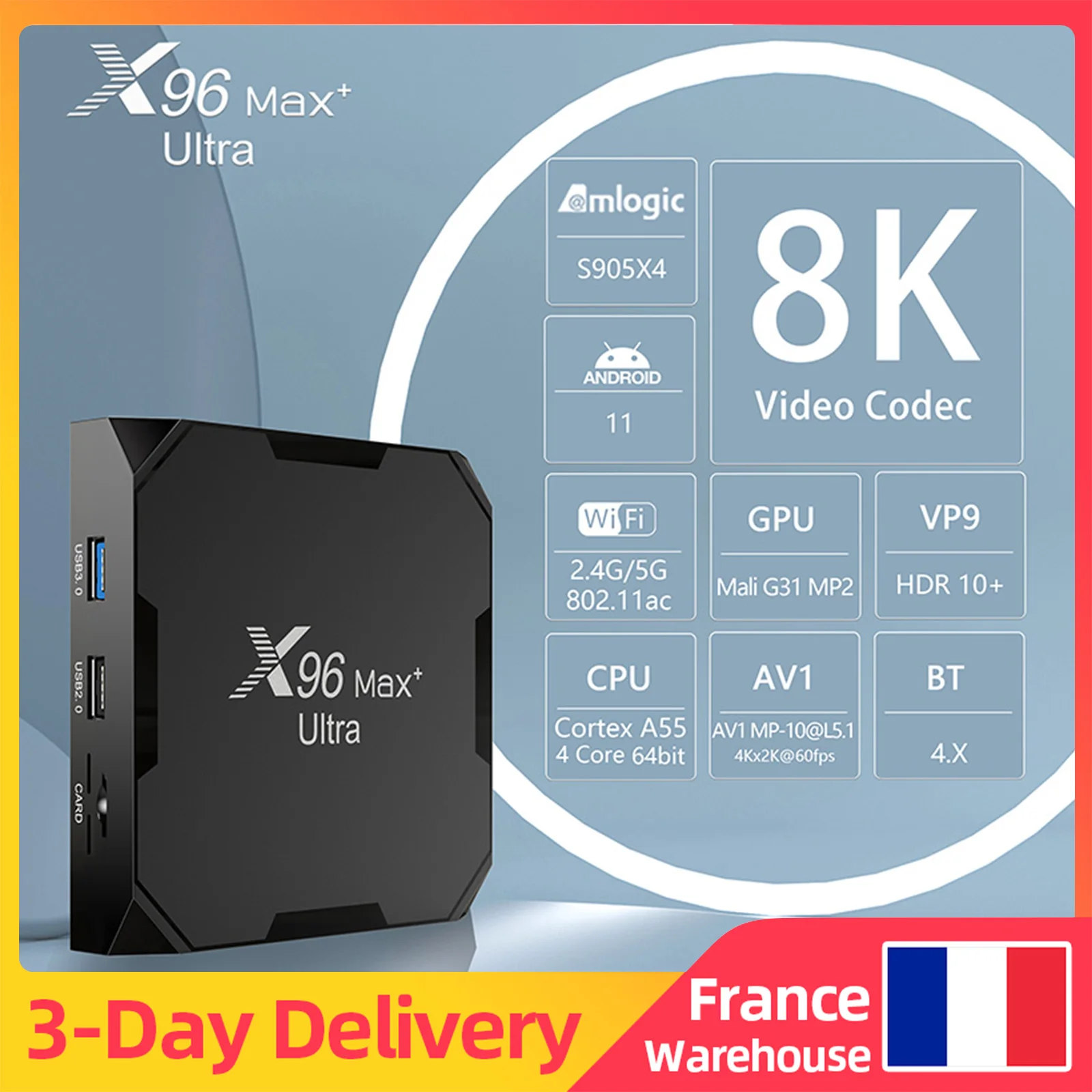 « Boîtier TV X96Max Plus Ultra: Android 11, Amlogic S905, WiFi et Bluetooth, AV1, 8K » – Test et Avis