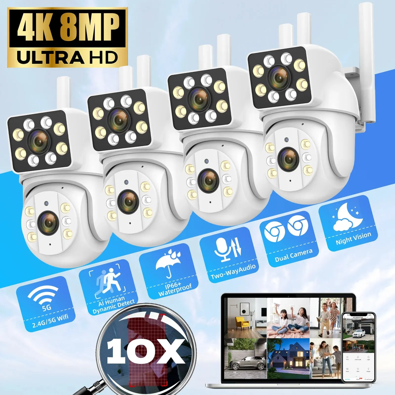 « Caméra ext. PTZ WiFi HD 8MP/5G étanche, vision nocturne » – Test et Avis