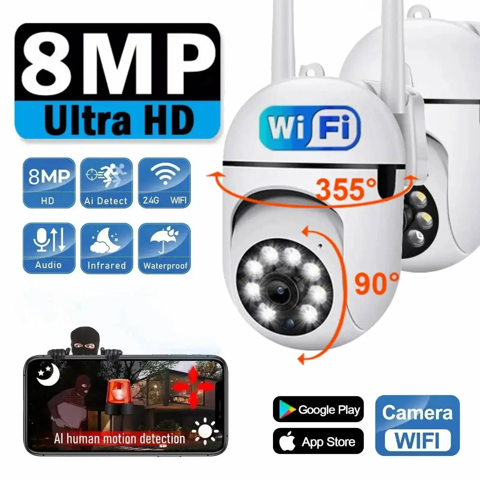« Caméra extérieure WiFi HD avec suivi humain » – Test et Avis