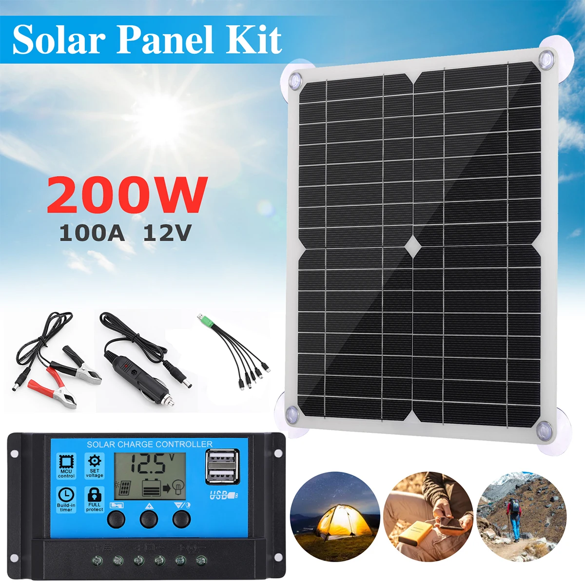 « Chargeur solaire 200W avec contrôleur et 2 sorties USB » – Test et Avis