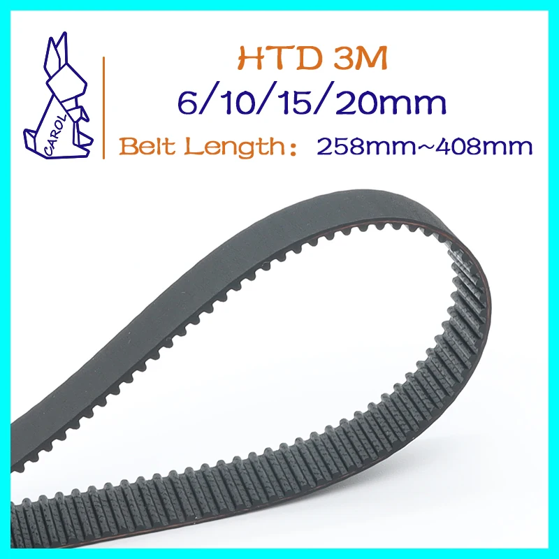 Courroie de synchronisation en caoutchouc à boucle fermée de 6, 10, 15 ou 20mm de largeur, longueur de 258mm à 408mm, pas de 3mm, 86 à 136 dents, 3m. – Test et Avis