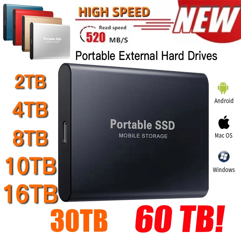 « Disque dur externe SSD portable, haute vitesse, USB 3.1, type C, 1 To, 2 To » – Test et Avis