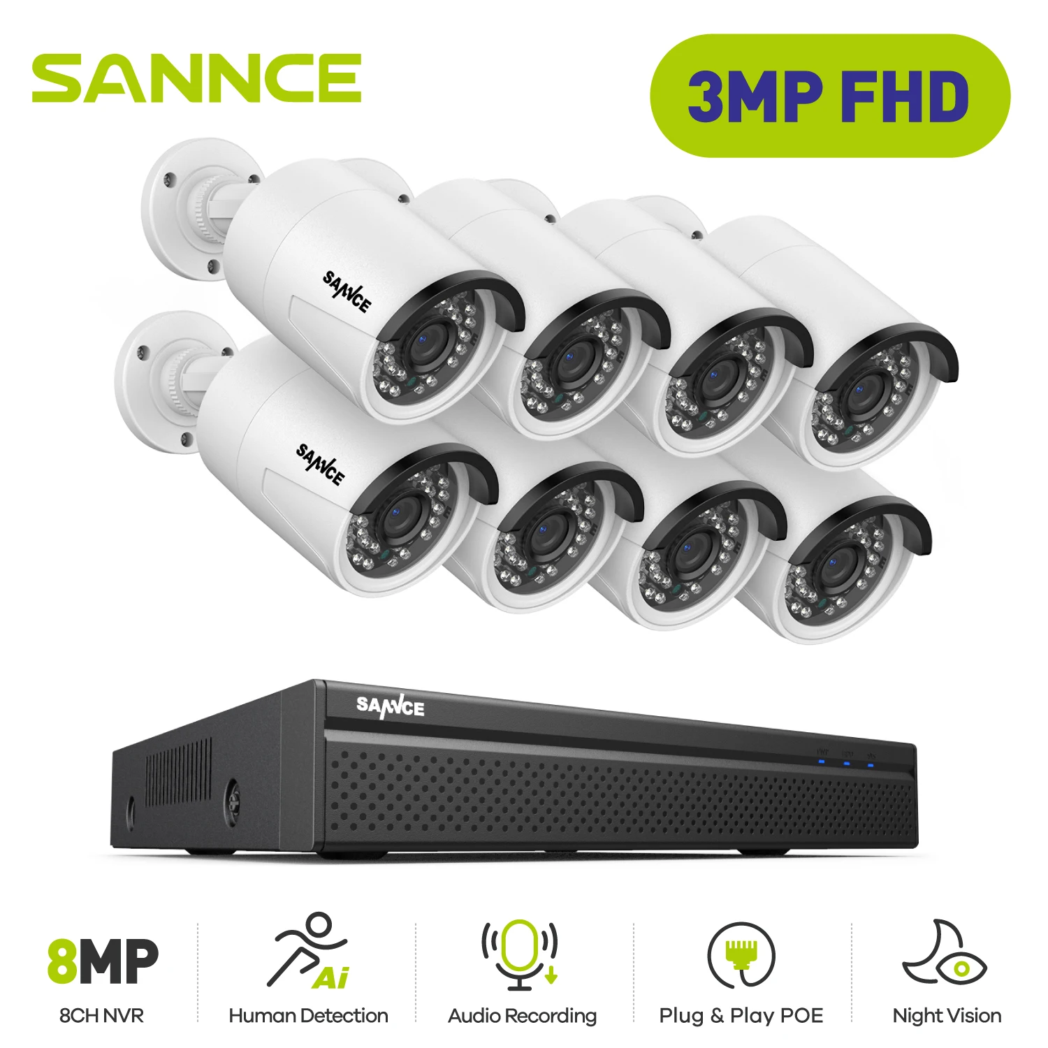 Kit de sécurité CCTV avec caméra IP étanche et enregistrement audio. – Test et Avis