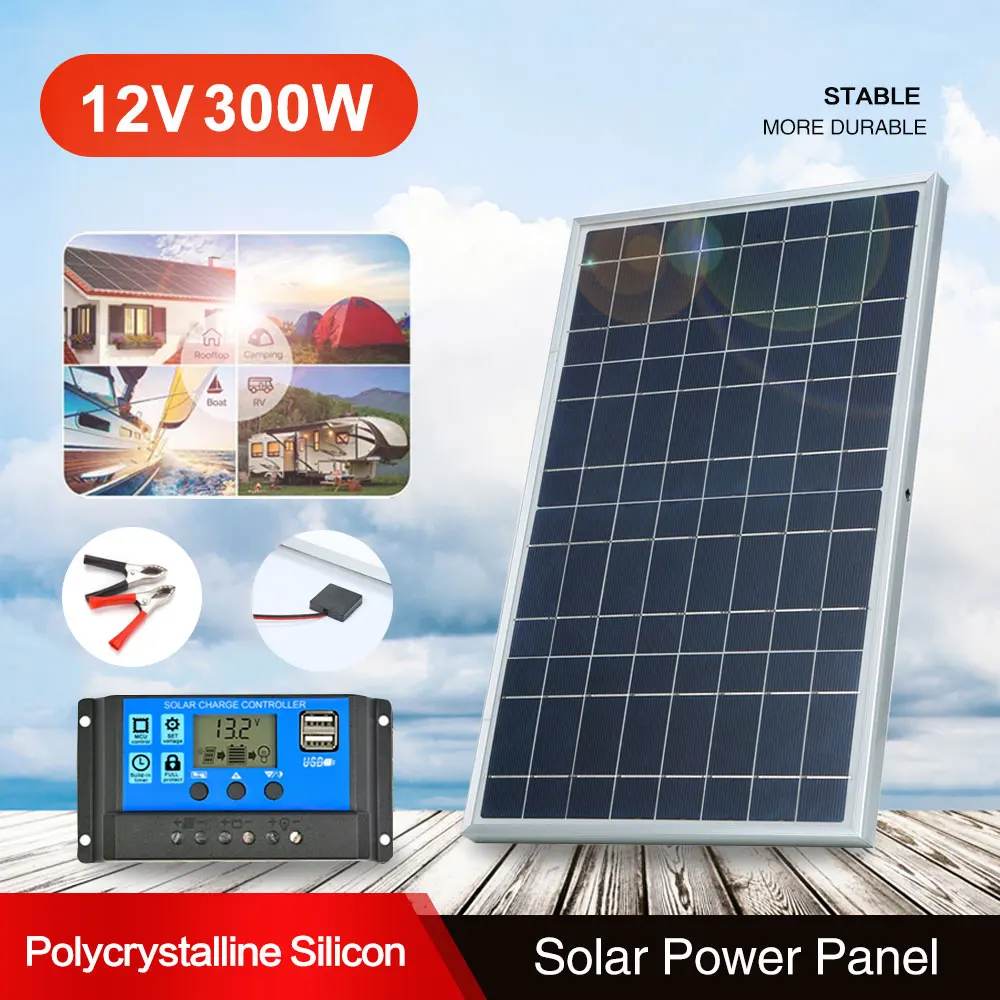 Kit solaire maison: panneaux poly, cellule extérieure, générateur 600W/500W, USB 12V – Test et Avis