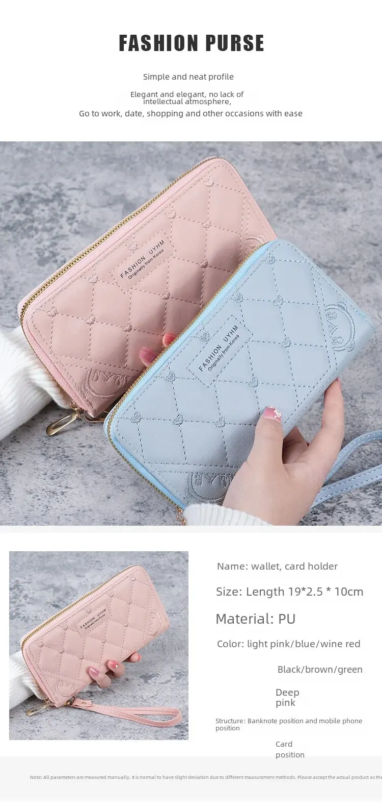 Portefeuille long de grande capacité pour femme