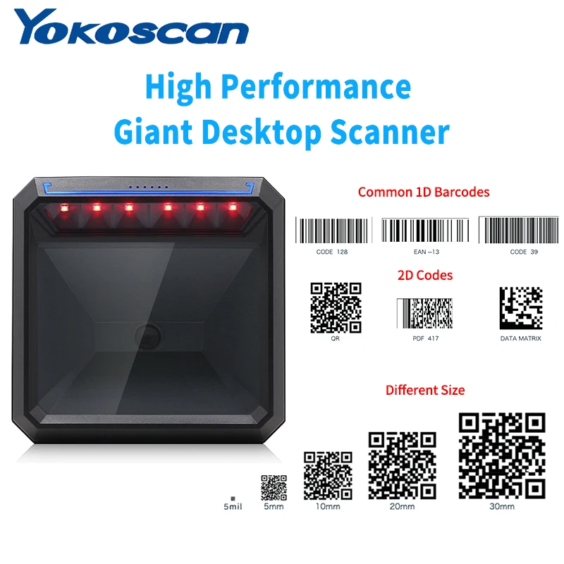 Scanner codes-barres mains libres OJ1D, lecteur codes-barres QR omnidirectionnel bureau, noir MP7000 – Test et Avis