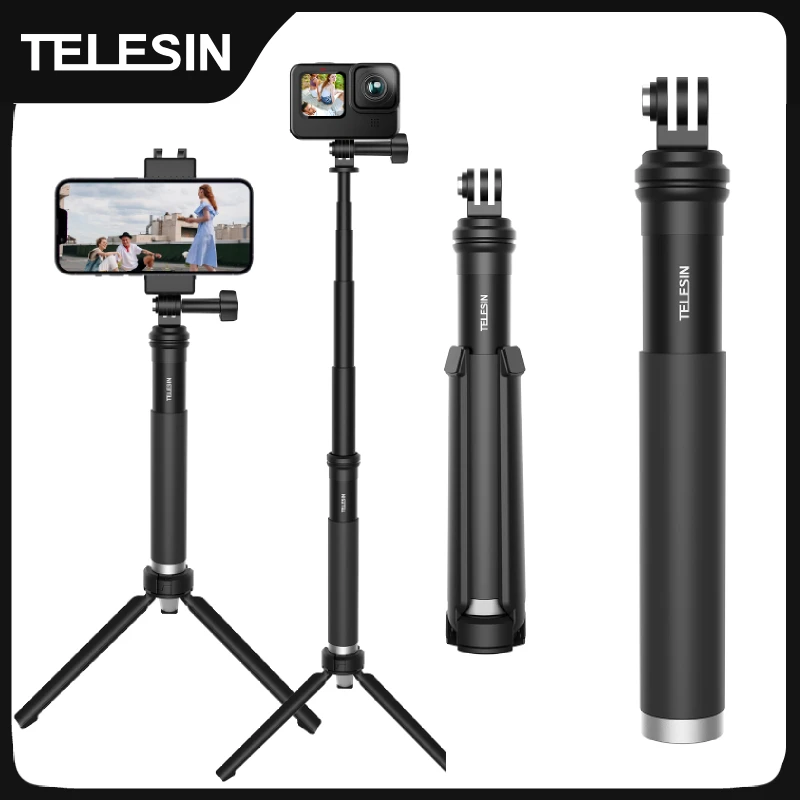 « TELESIN-Perche selfie alliage, trépied GoPro/smartphone 0.9m » – Test et Avis