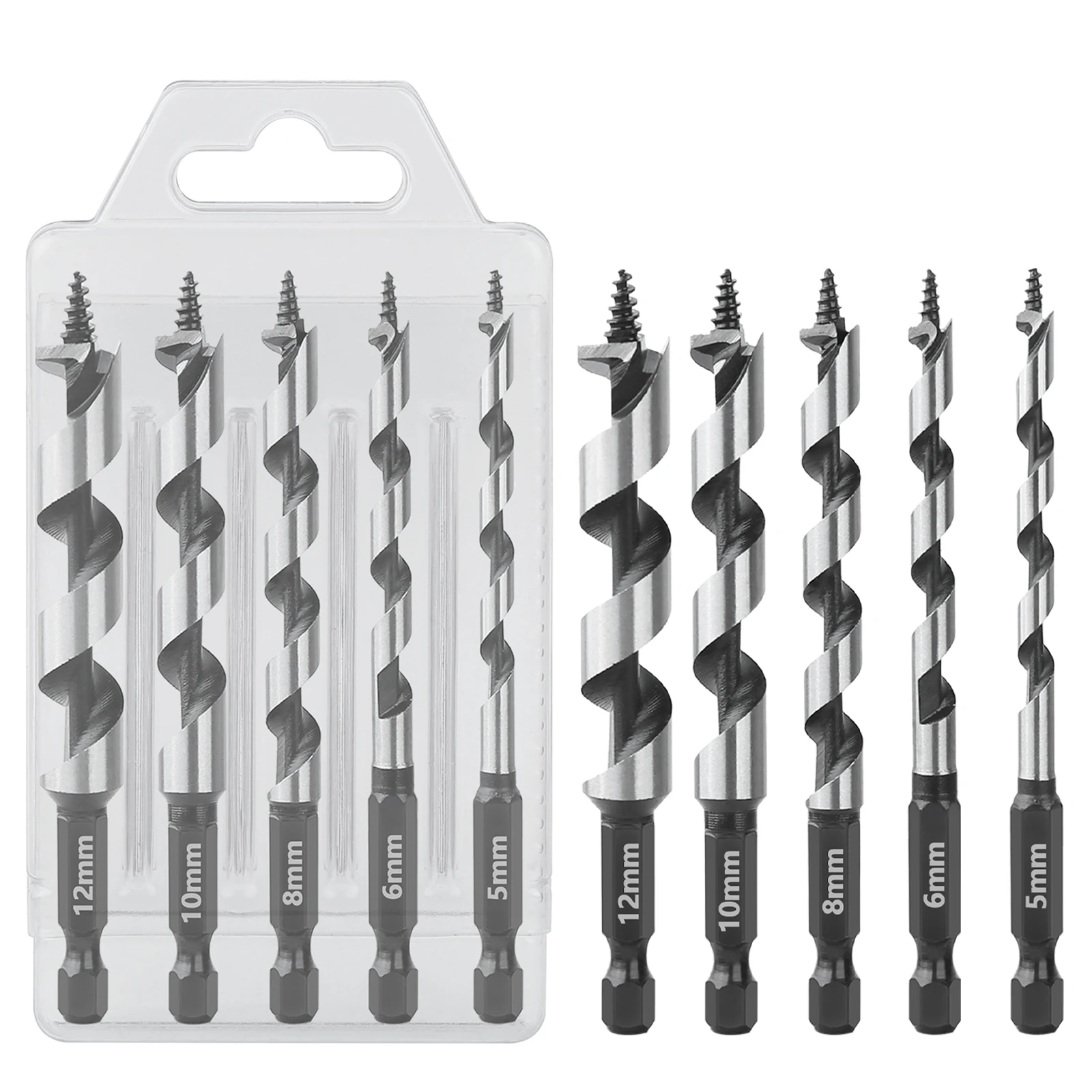 Tarière bois 5 pièces, 5-12mm, tige hexagonale. – Test et Avis