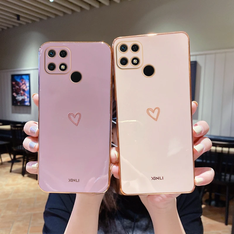 Coque silicone avec placage carré et cœur d’amour pour Xiaomi Redmi. – Test et Avis