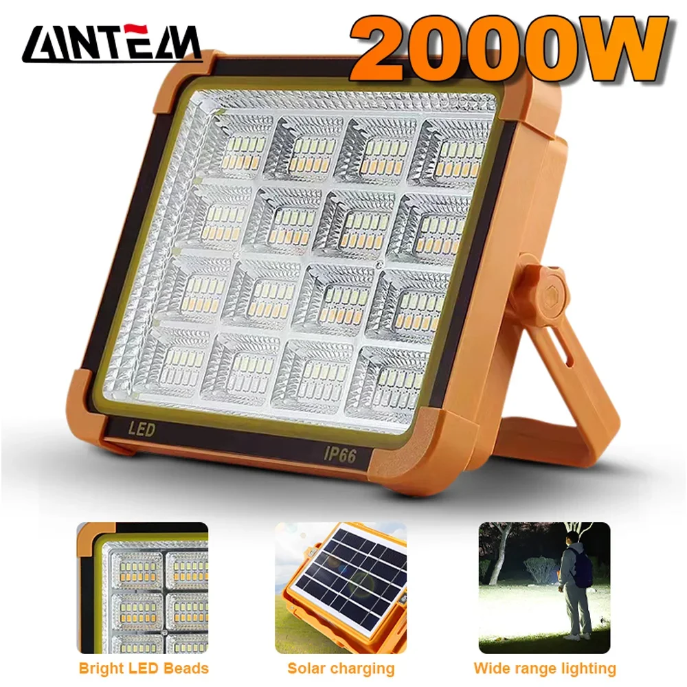 Lampe solaire rechargeable 2000W, faisceau large. – Test et Avis