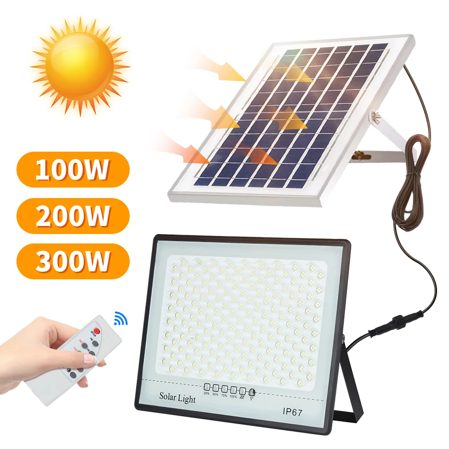 Projecteur solaire extérieur télécommandé, étanche, 300W – Test et Avis