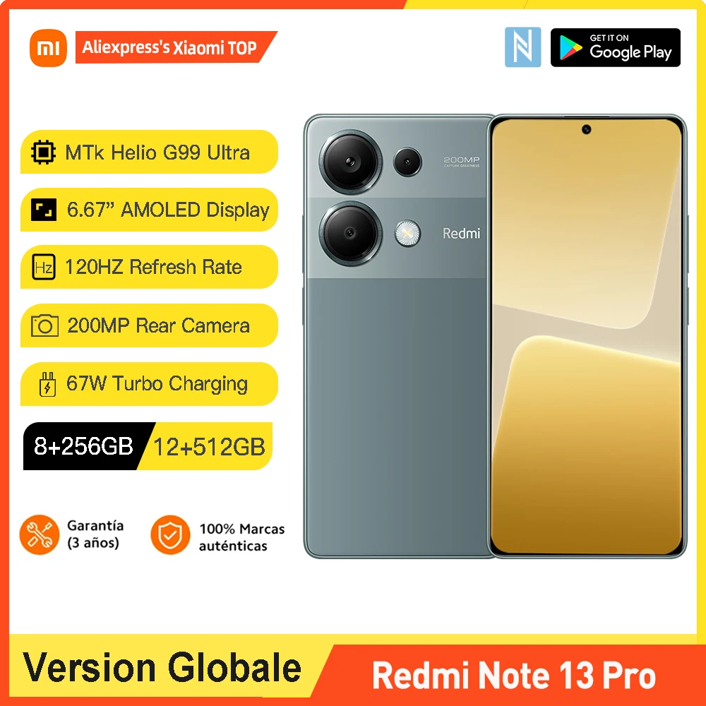 Xiaomi Redmi Note 13 Pro 4G NFC, Version Global 256/512GB, Mediatek Helio G99 Ultra, Écran AMOLED 6.67 », 120Hz, Appareil Photo 200MP, Charge Filaire 67W, 5000mAh – Test et Avis