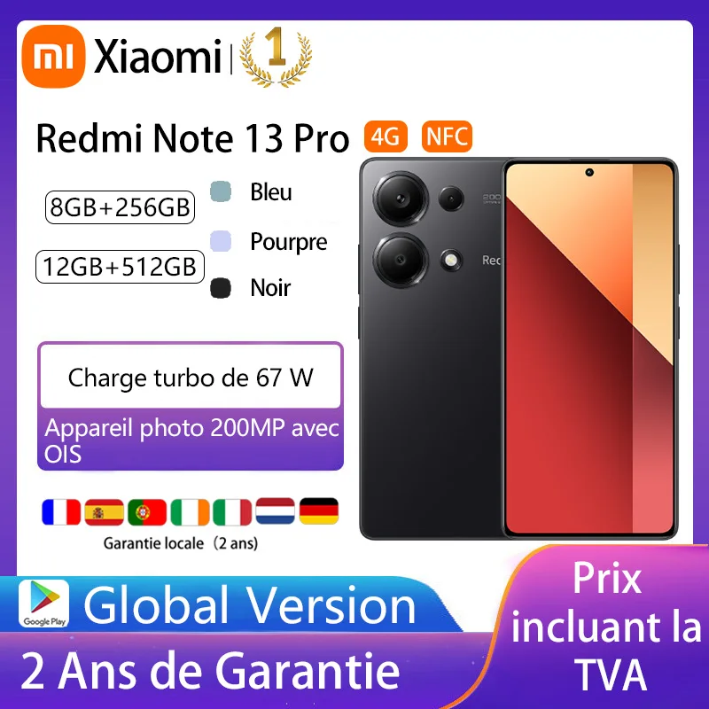 Xiaomi Redmi Note 13 Pro: Smartphones haut de gamme avec NFC, écran AMOLED FHD+ 120Hz, charge 67W, appareil photo 200MP, version globale. – Test et Avis